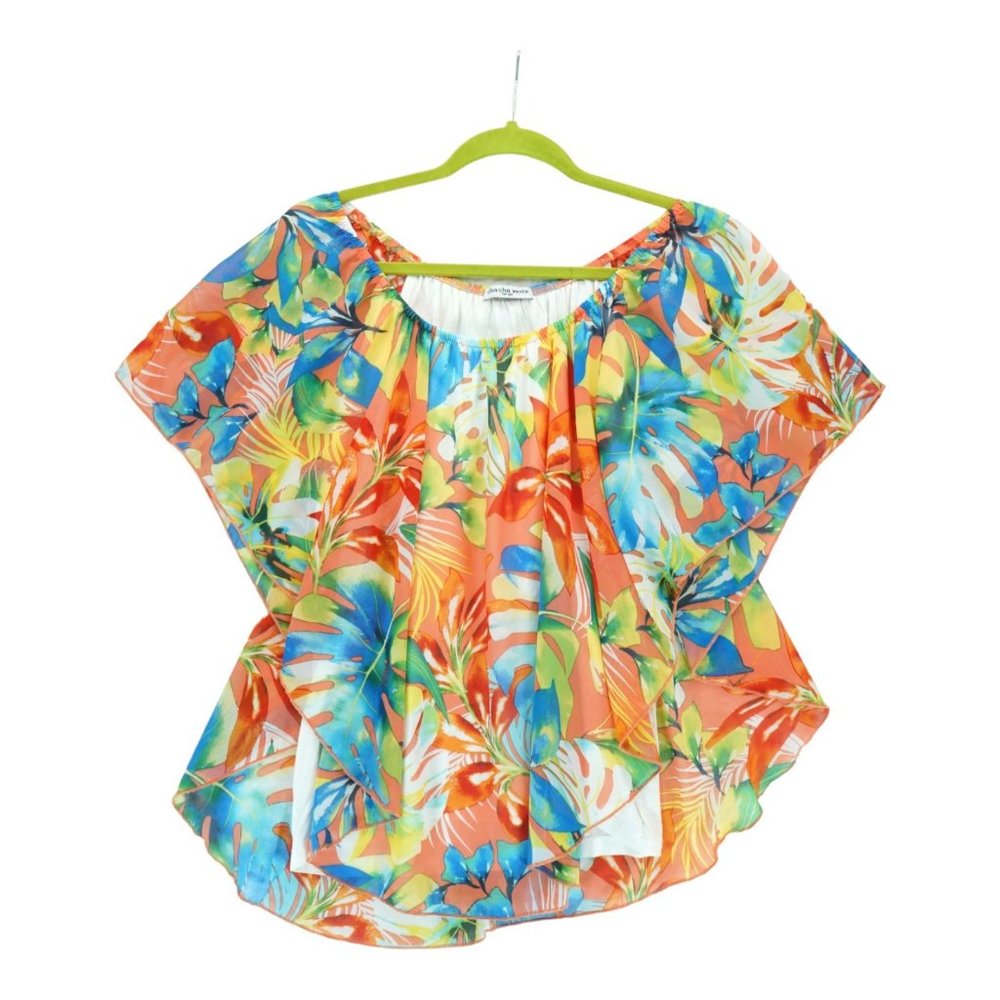 Cha Cha‎ Vente Womens L Floral Top Blouse Ruffle Lightweight Floral Print